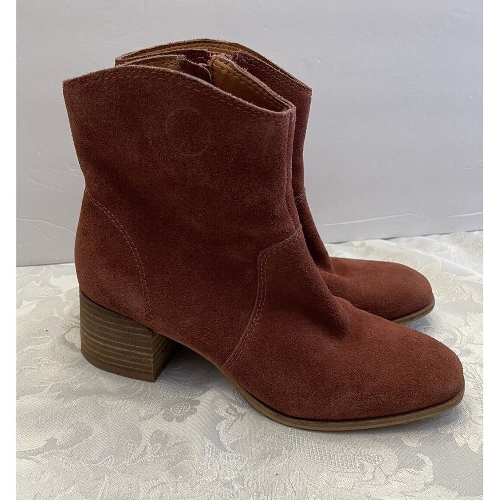 Lucky Brand Suede Ankle Boots in Rust